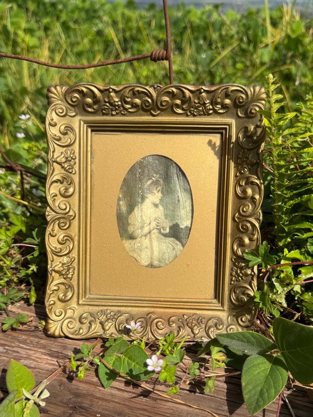 Vintage "Age of Innocence" Print  Ornate Gold Hollywood Regency Frame Mini small